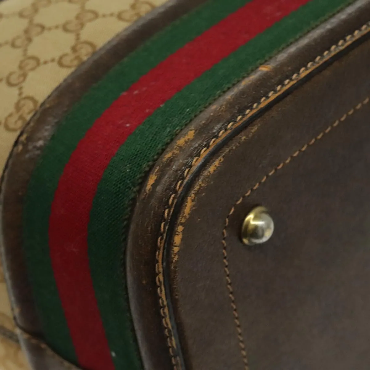 GUCCI GG Canvas Boston Bag Beige Green Red 96615