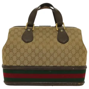GUCCI GG Canvas Boston Bag Beige Green Red 96615