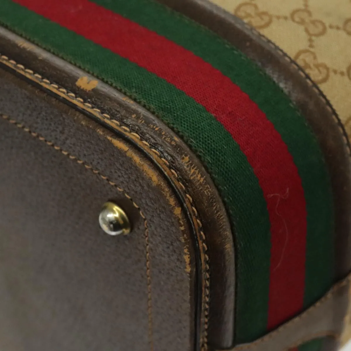 GUCCI GG Canvas Boston Bag Beige Green Red 96615