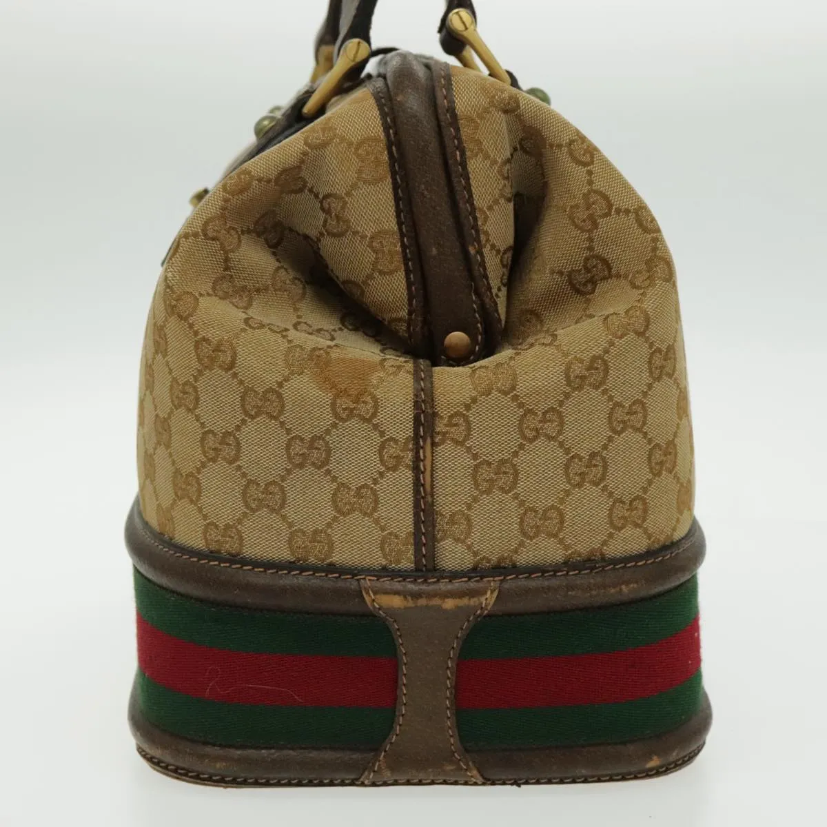GUCCI GG Canvas Boston Bag Beige Green Red 96615