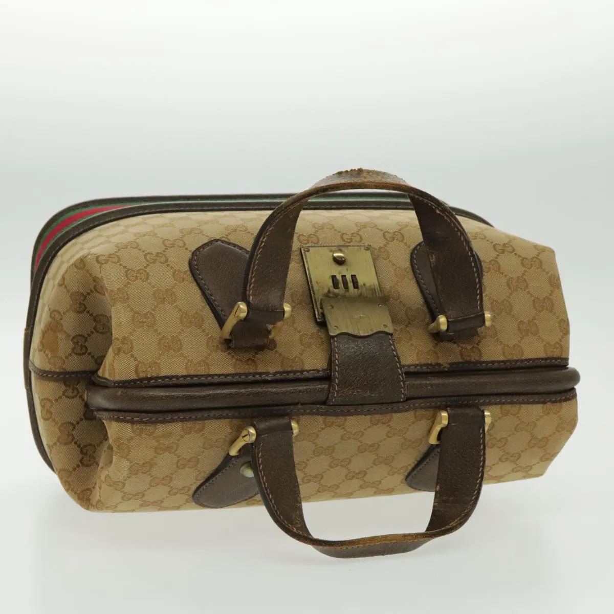 GUCCI GG Canvas Boston Bag Beige Green Red 96615