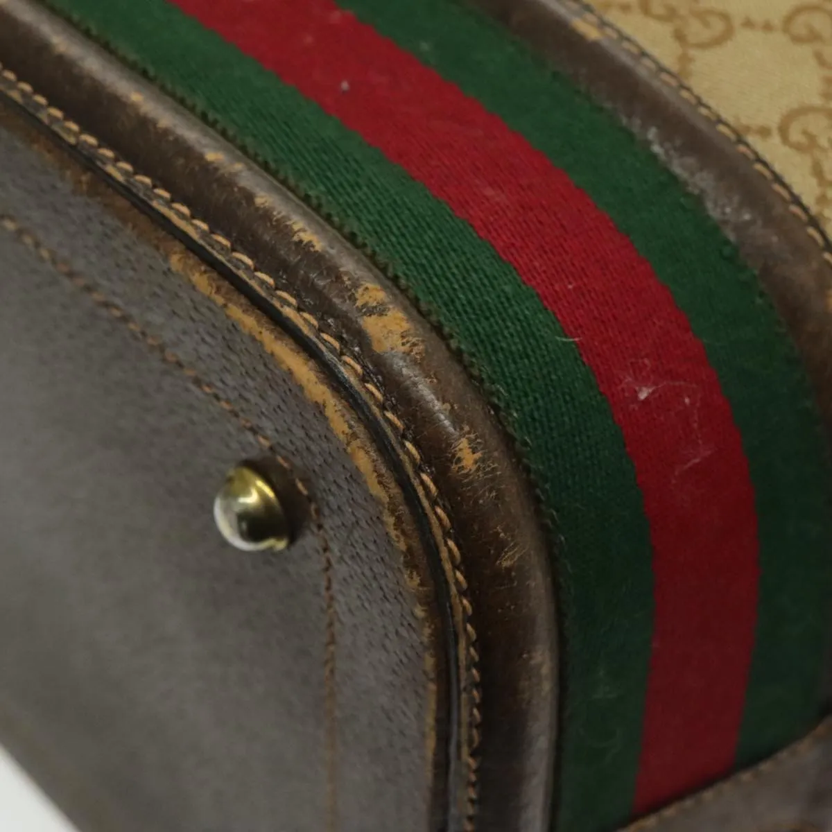 GUCCI GG Canvas Boston Bag Beige Green Red 96615