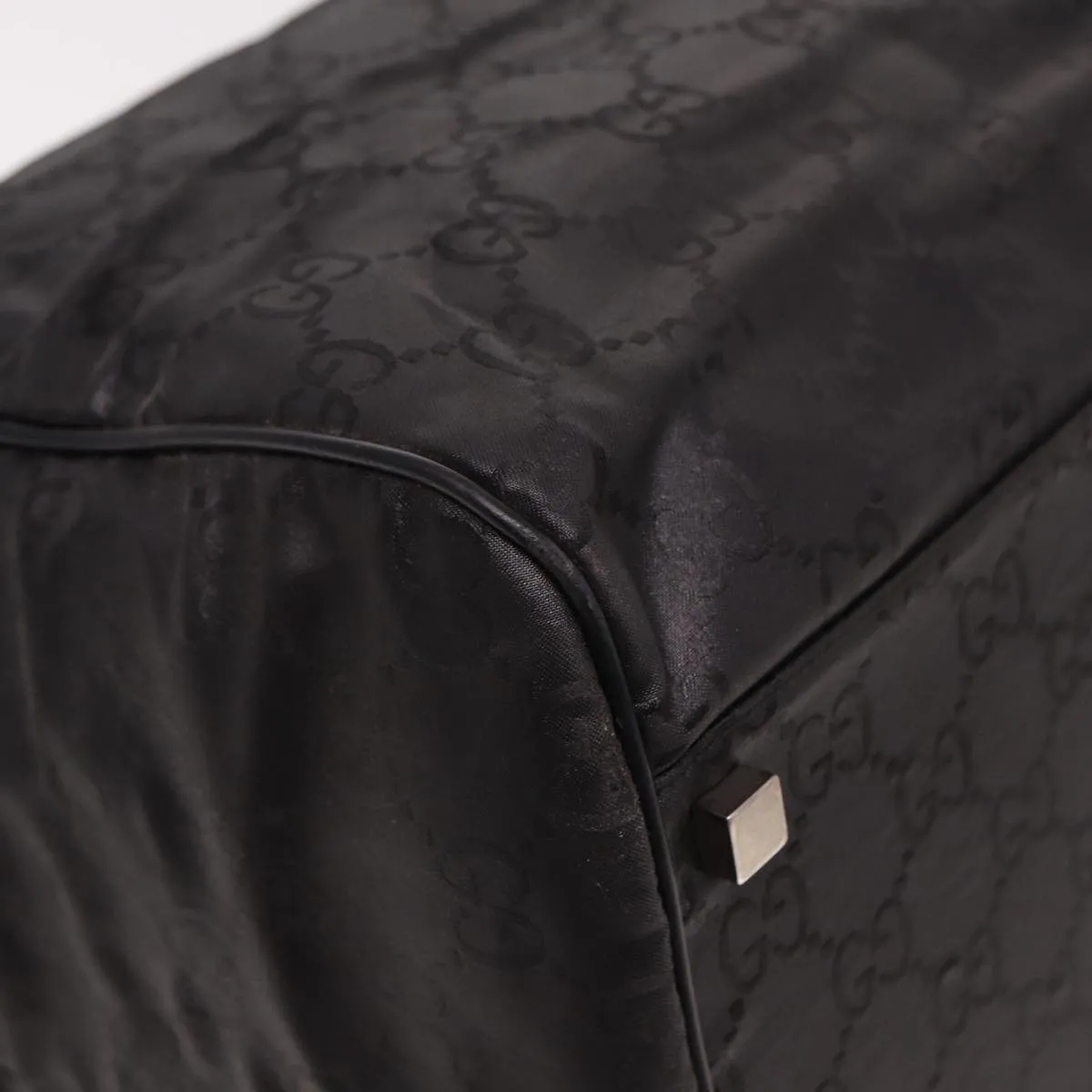 GUCCI GG Canvas Boston Bag Nylon Black 012 0383 74865