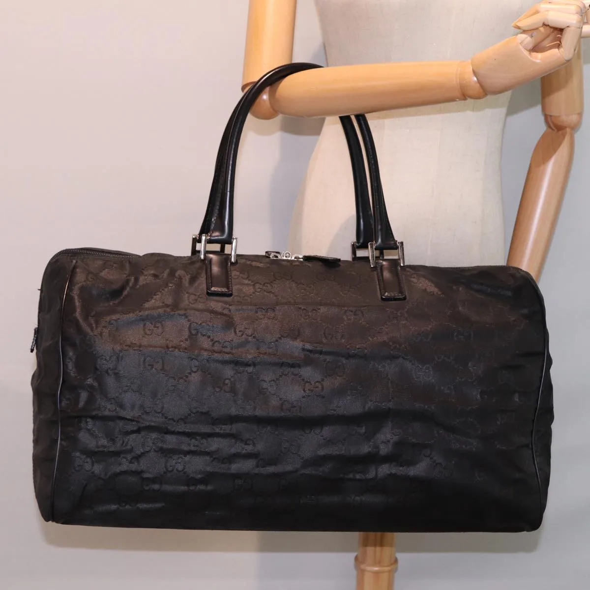 GUCCI GG Canvas Boston Bag Nylon Black 012 0383 74865