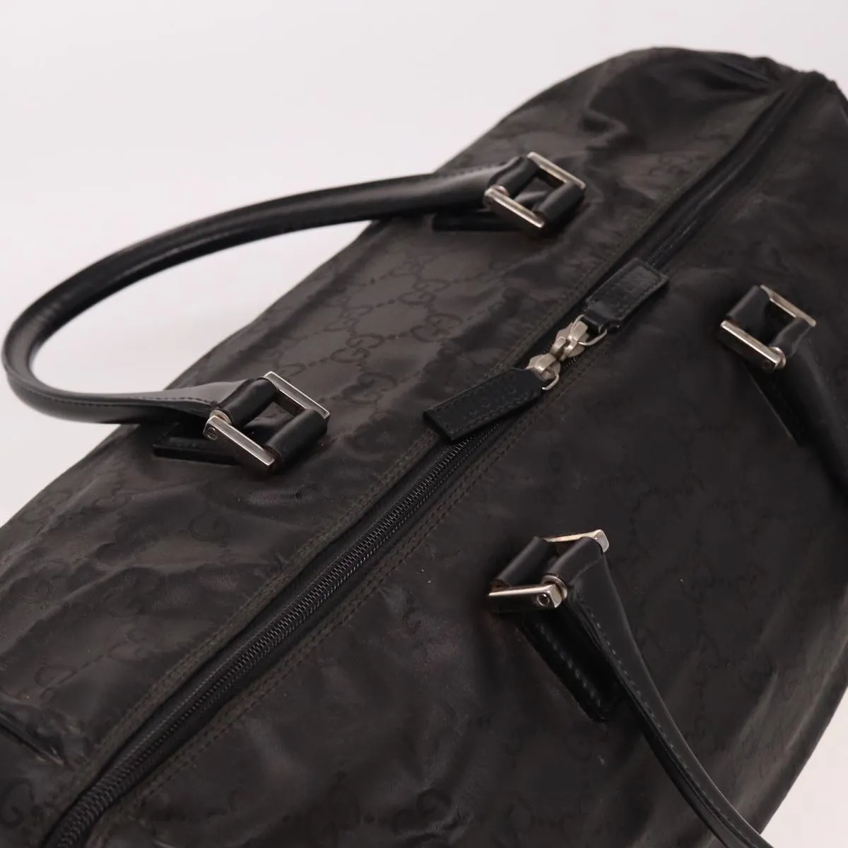 GUCCI GG Canvas Boston Bag Nylon Black 012 0383 74865