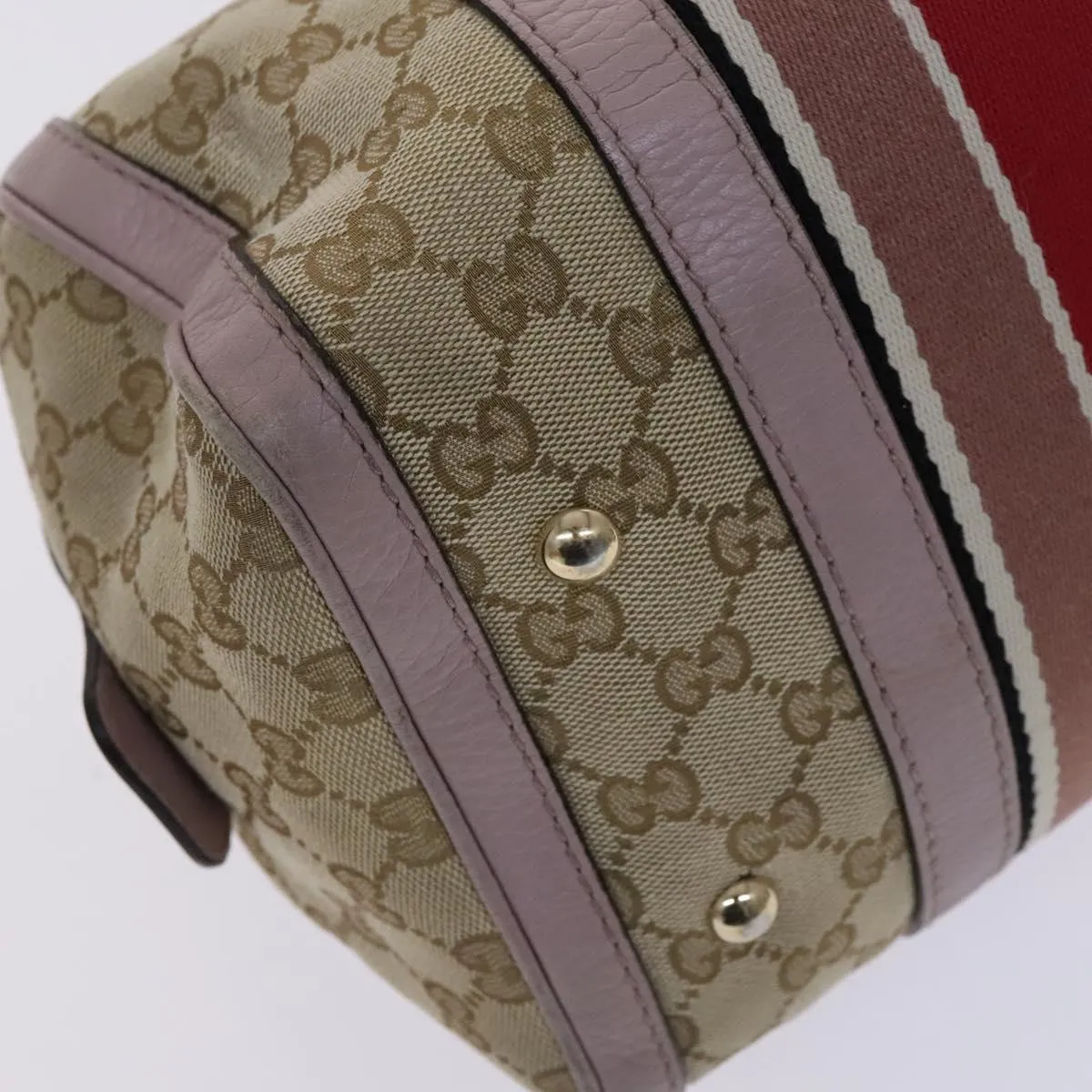 GUCCI GG Canvas Sherry Line Boston Bag 2way Beige Pink Red 269876 Auth EC526