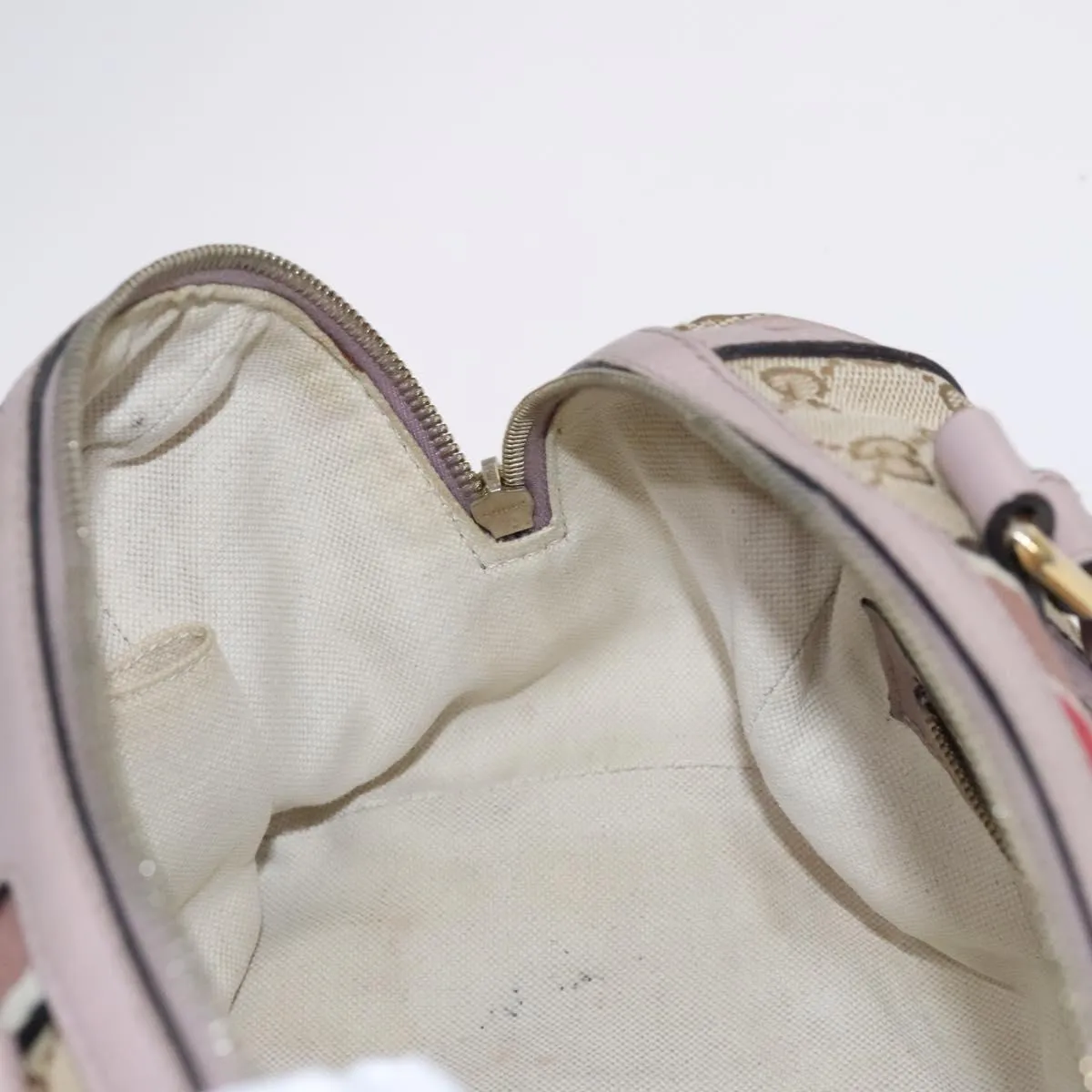 GUCCI GG Canvas Sherry Line Boston Bag 2way Beige Pink Red 269876 Auth EC526