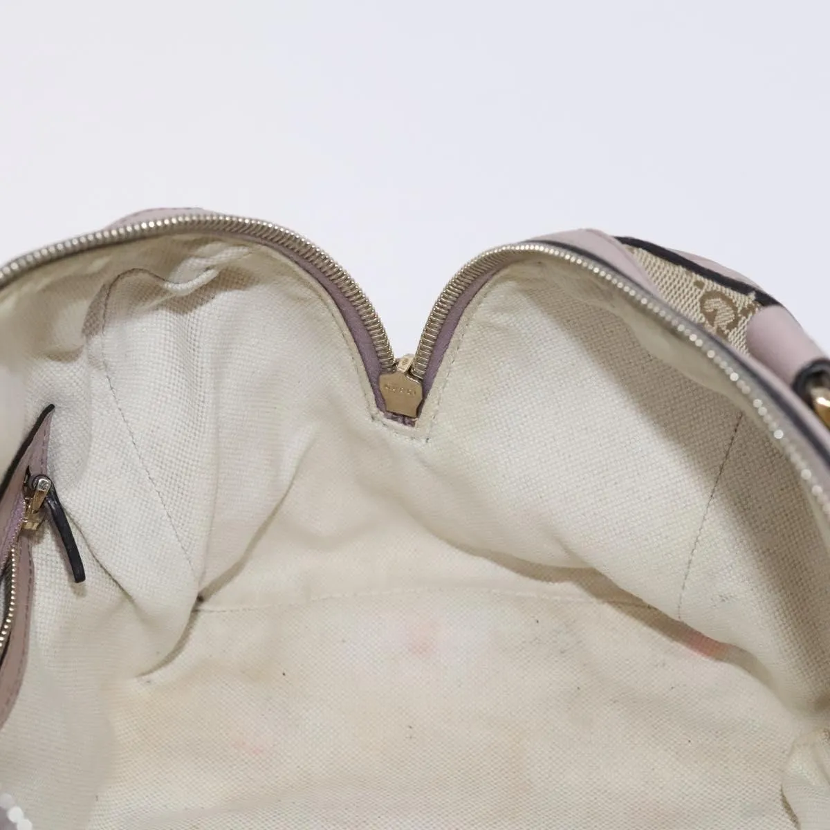 GUCCI GG Canvas Sherry Line Boston Bag 2way Beige Pink Red 269876 Auth EC526