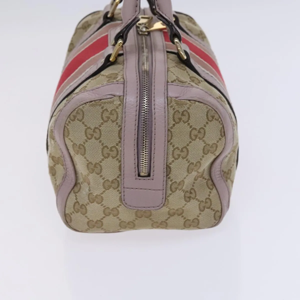 GUCCI GG Canvas Sherry Line Boston Bag 2way Beige Pink Red 269876 Auth EC526