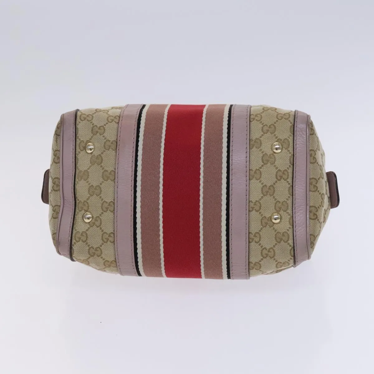 GUCCI GG Canvas Sherry Line Boston Bag 2way Beige Pink Red 269876 Auth EC526