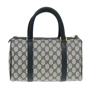 GUCCI GG Canvas Sherry Line Boston Bag PVC Leather Navy Red 94018