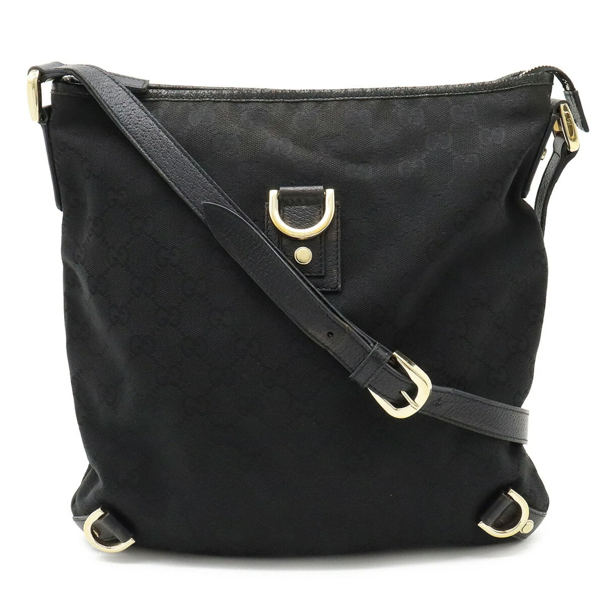 GUCCI GG canvas shoulder bag leather black 131326