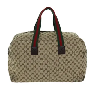 GUCCI GG Canvas Web Sherry Line Boston Bag Beige Green Red 146310 yk12176