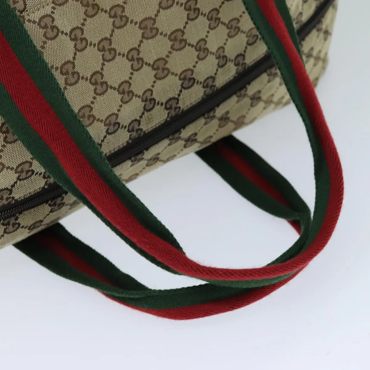 GUCCI GG Canvas Web Sherry Line Boston Bag Beige Green Red 146310 yk12176