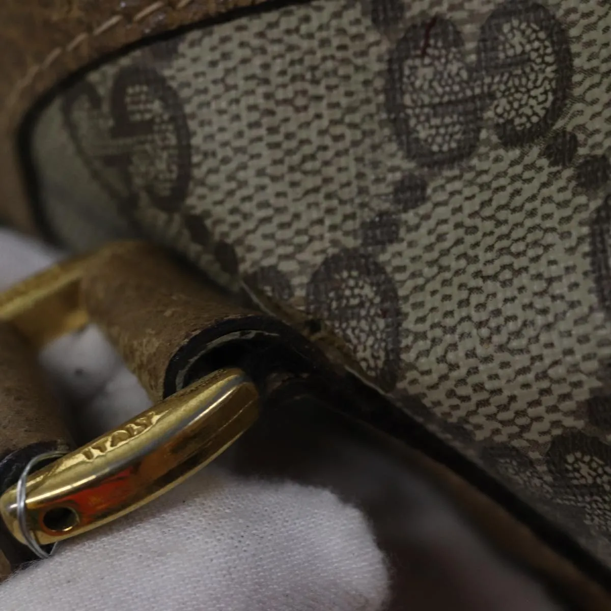 GUCCI GG Canvas Web Sherry Line Boston Bag PVC Beige Red Green ki4901
