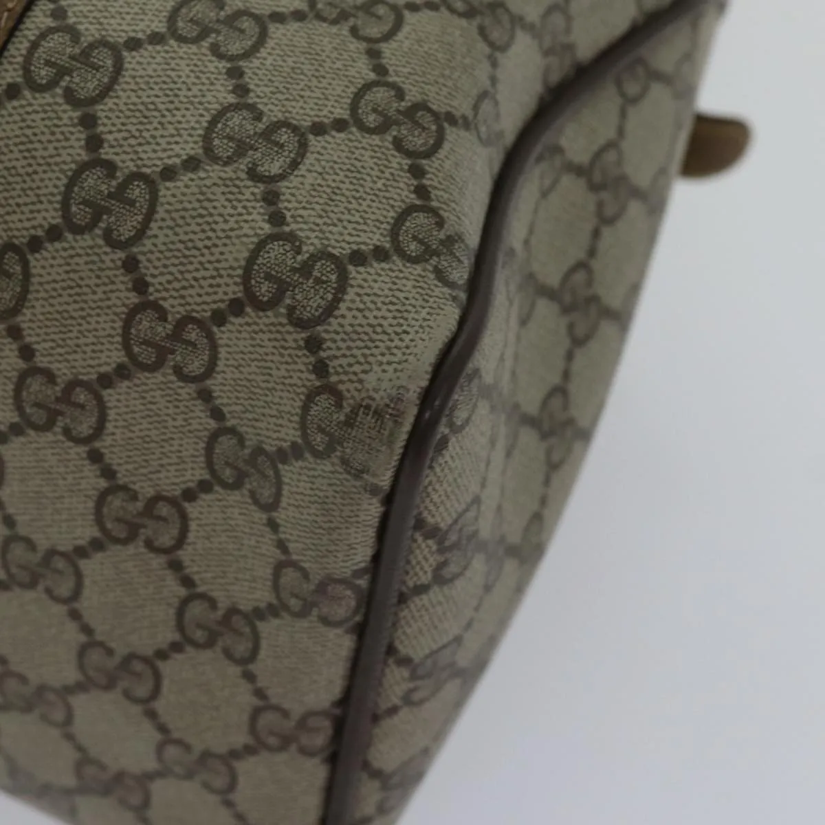 GUCCI GG Canvas Web Sherry Line Boston Bag PVC Beige Red Green ki4901