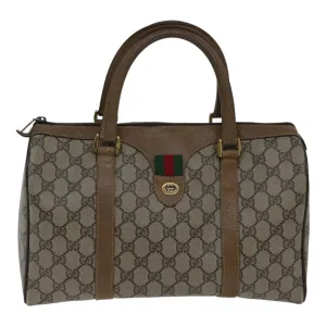 GUCCI GG Canvas Web Sherry Line Boston Bag PVC Beige Red Green ki4901