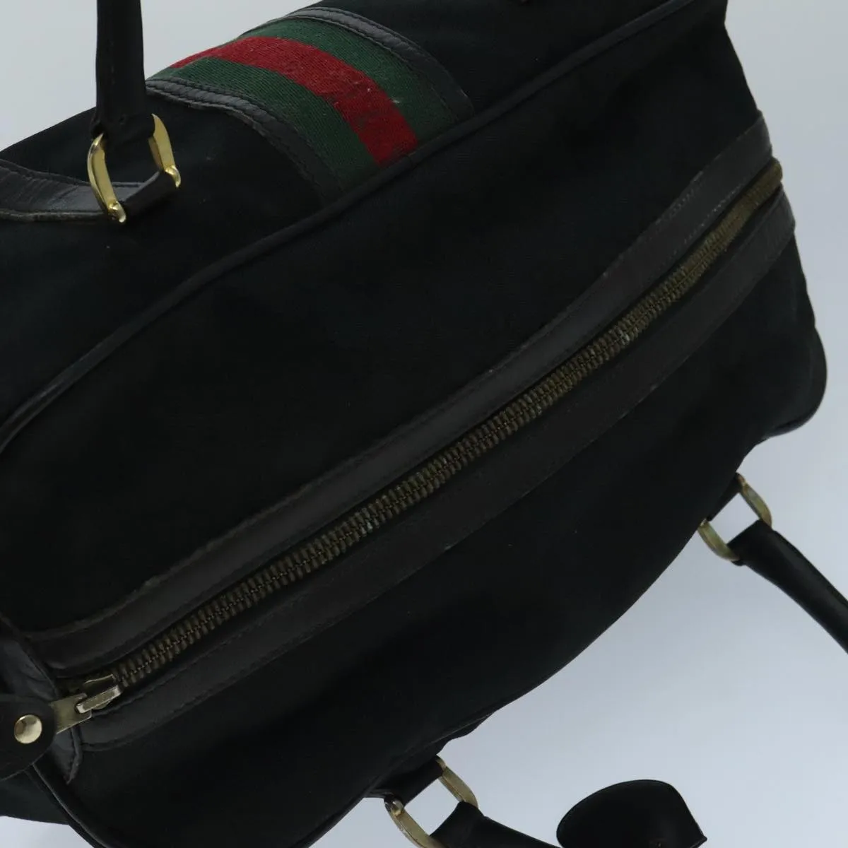 GUCCI GG Canvas Web Sherry Line Boston Bag Red Black Green 96610