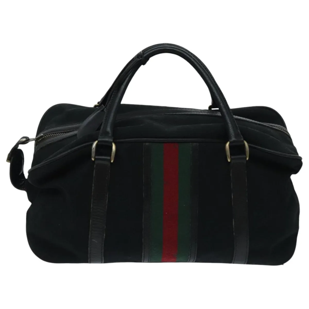 GUCCI GG Canvas Web Sherry Line Boston Bag Red Black Green 96610