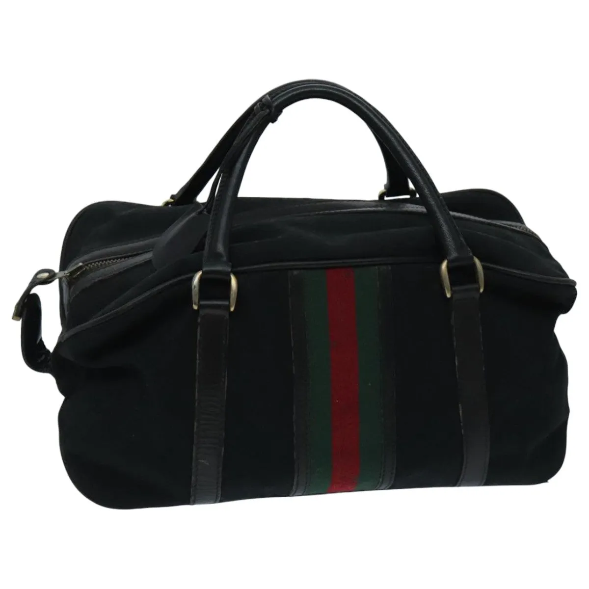 GUCCI GG Canvas Web Sherry Line Boston Bag Red Black Green 96610