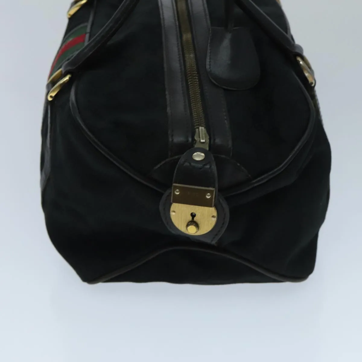 GUCCI GG Canvas Web Sherry Line Boston Bag Red Black Green 96610