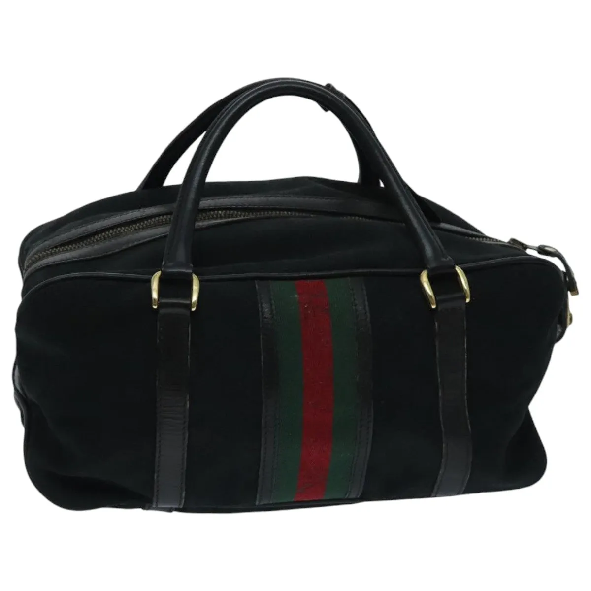 GUCCI GG Canvas Web Sherry Line Boston Bag Red Black Green 96610