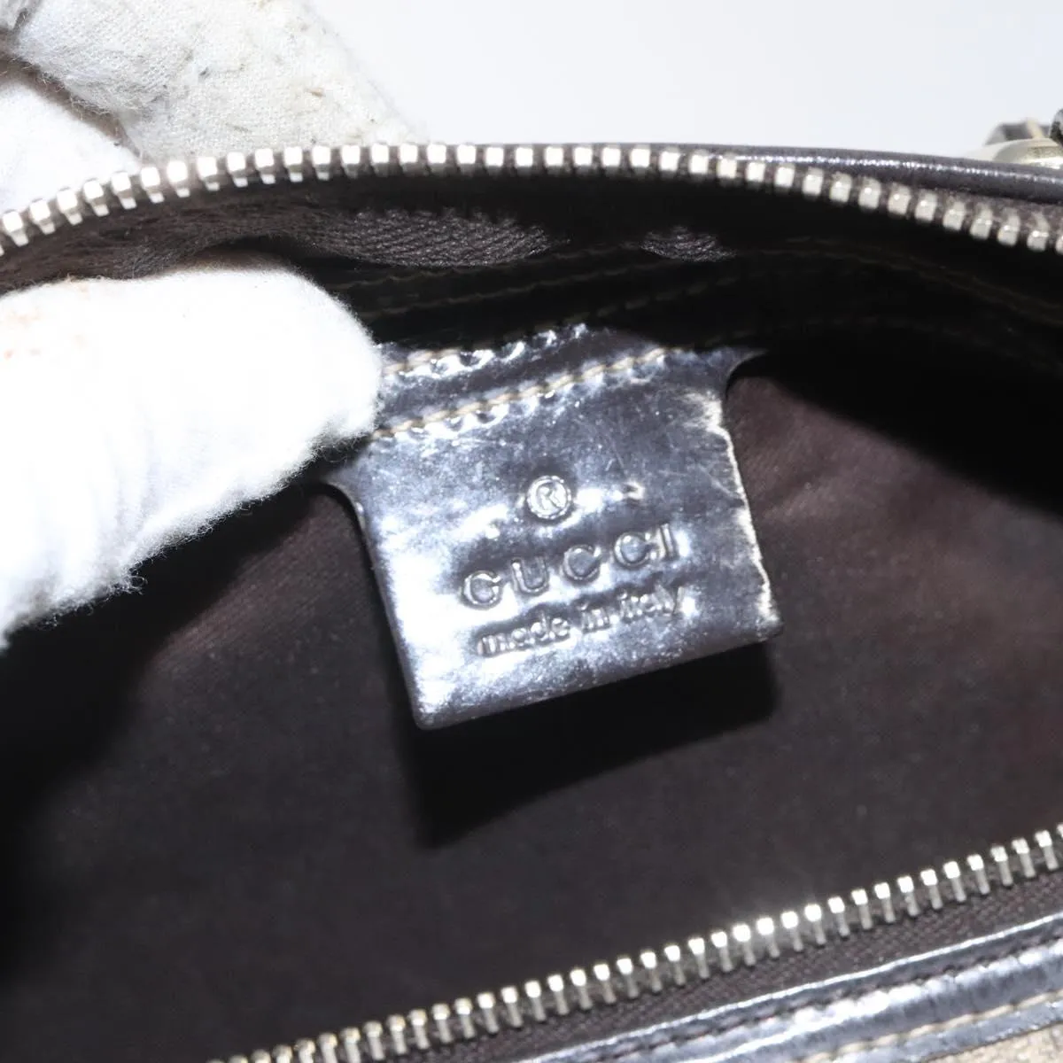 GUCCI GG Supreme Boston Bag PVC Beige 193603 Auth ar13285