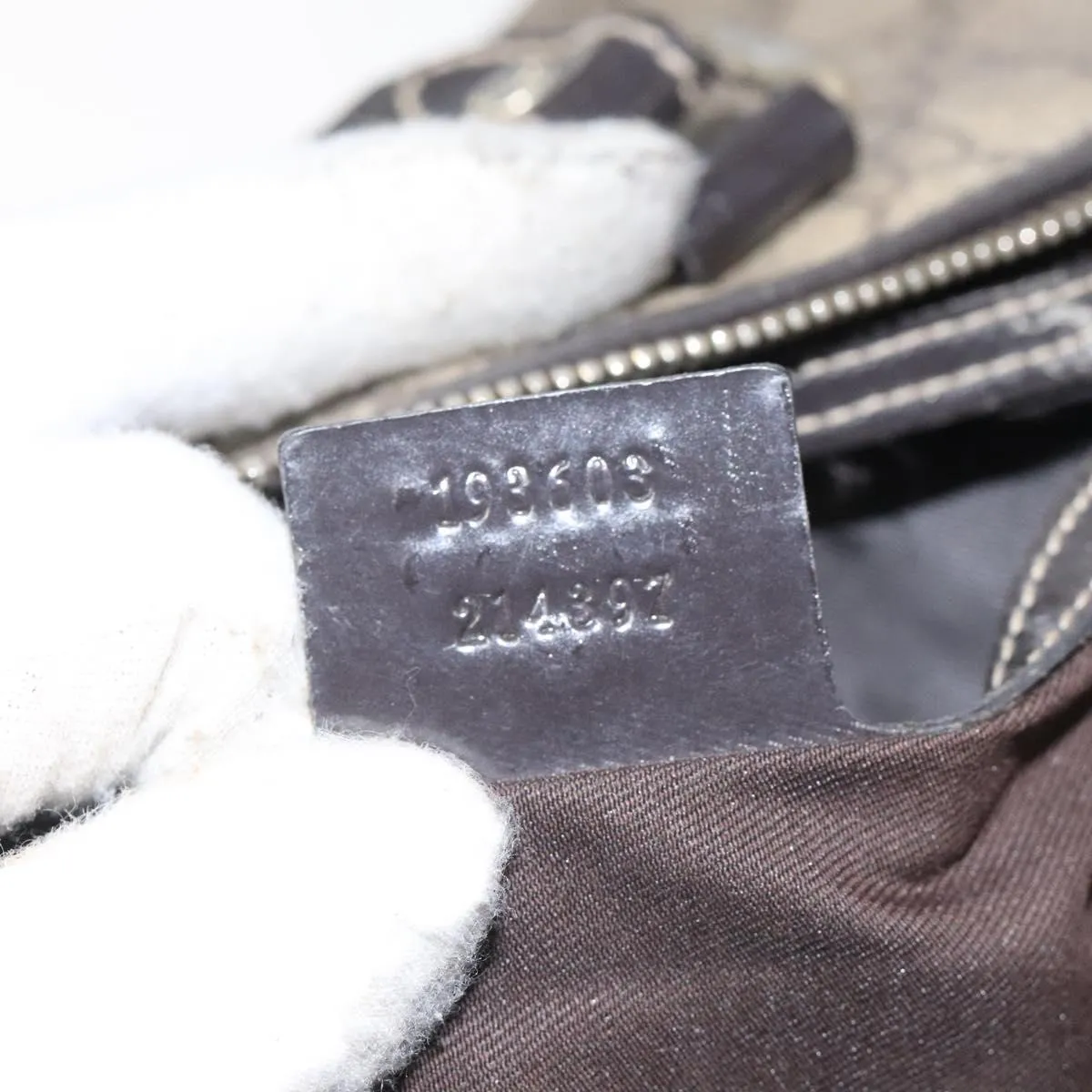 GUCCI GG Supreme Boston Bag PVC Beige 193603 Auth ar13285