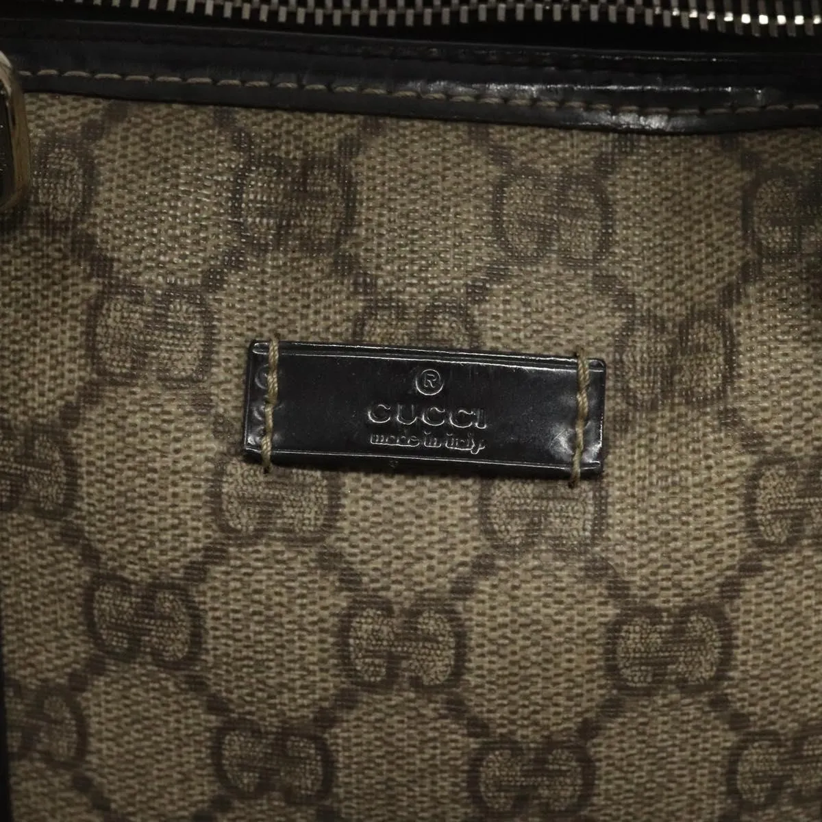 GUCCI GG Supreme Boston Bag PVC Beige 193603 Auth ar13285