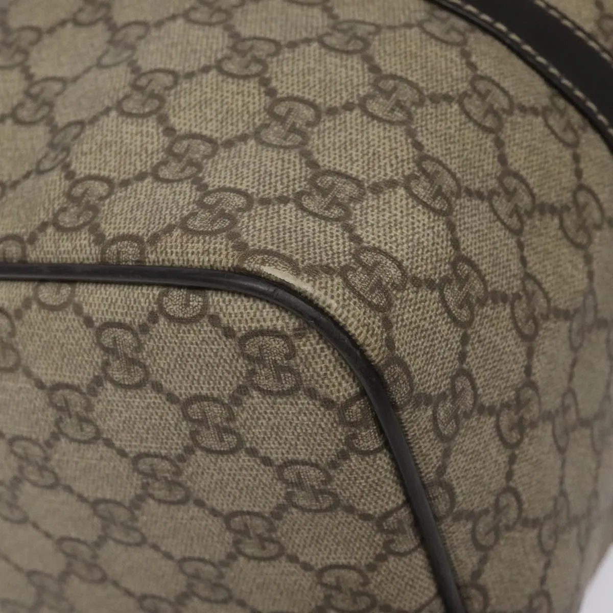 GUCCI GG Supreme Boston Bag PVC Beige 193603 Auth ar13285