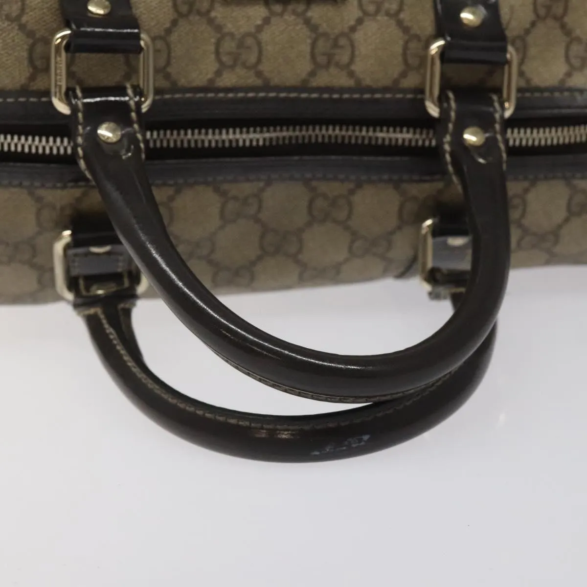 GUCCI GG Supreme Boston Bag PVC Beige 193603 Auth ar13285
