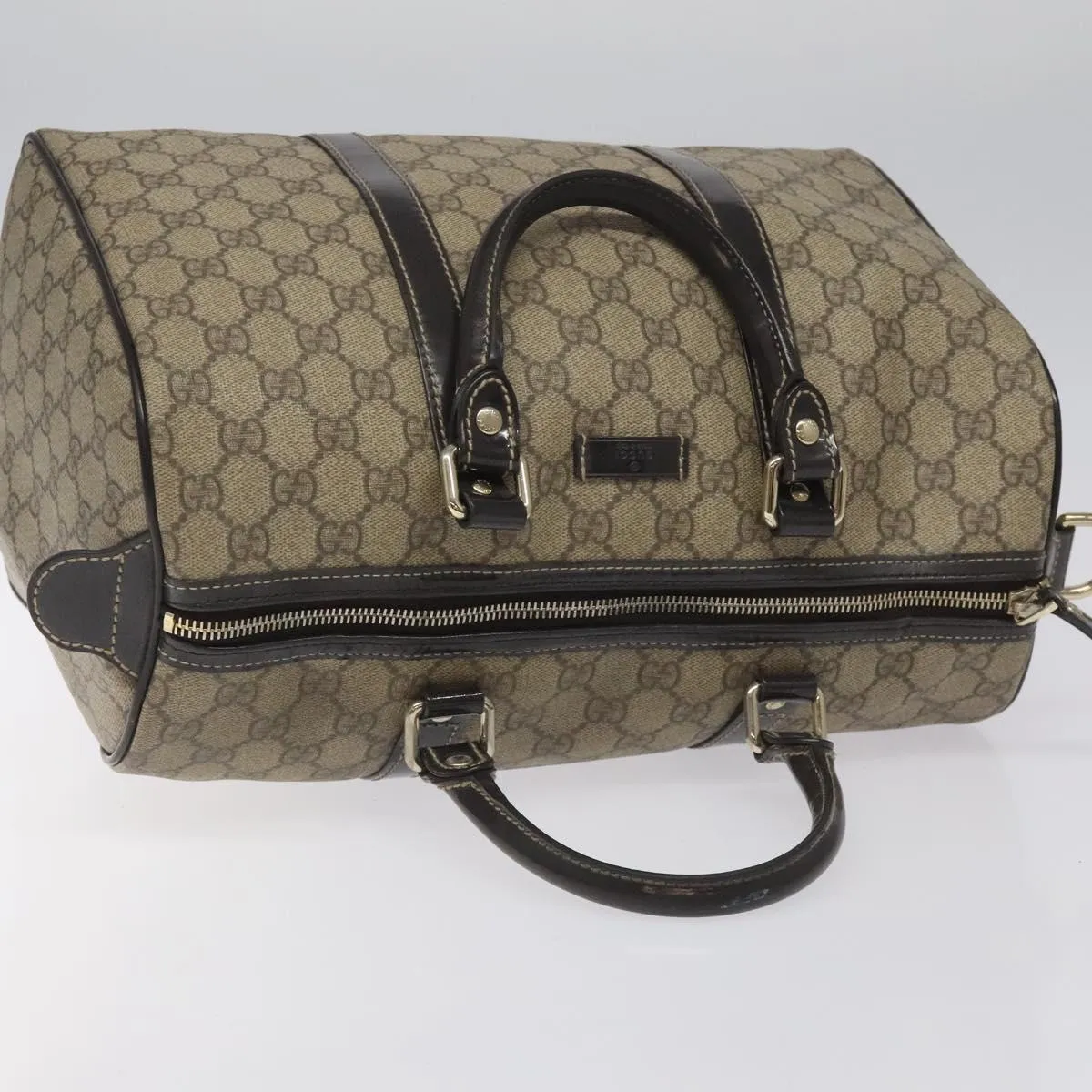 GUCCI GG Supreme Boston Bag PVC Beige 193603 Auth ar13285