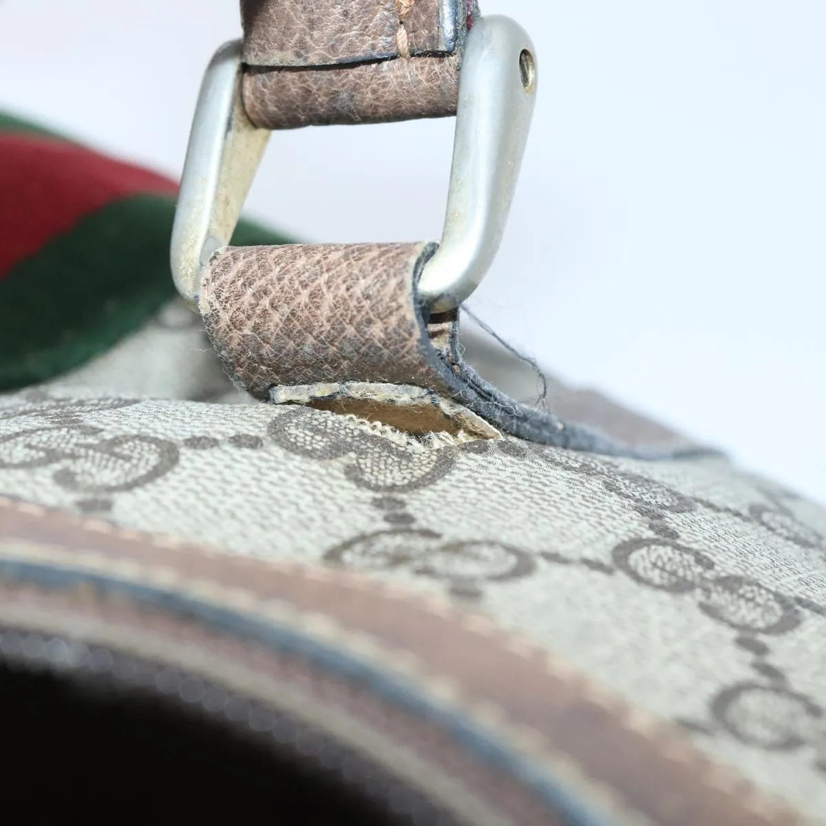 GUCCI GG Supreme Boston Bag PVC Beige Green Red 95970
