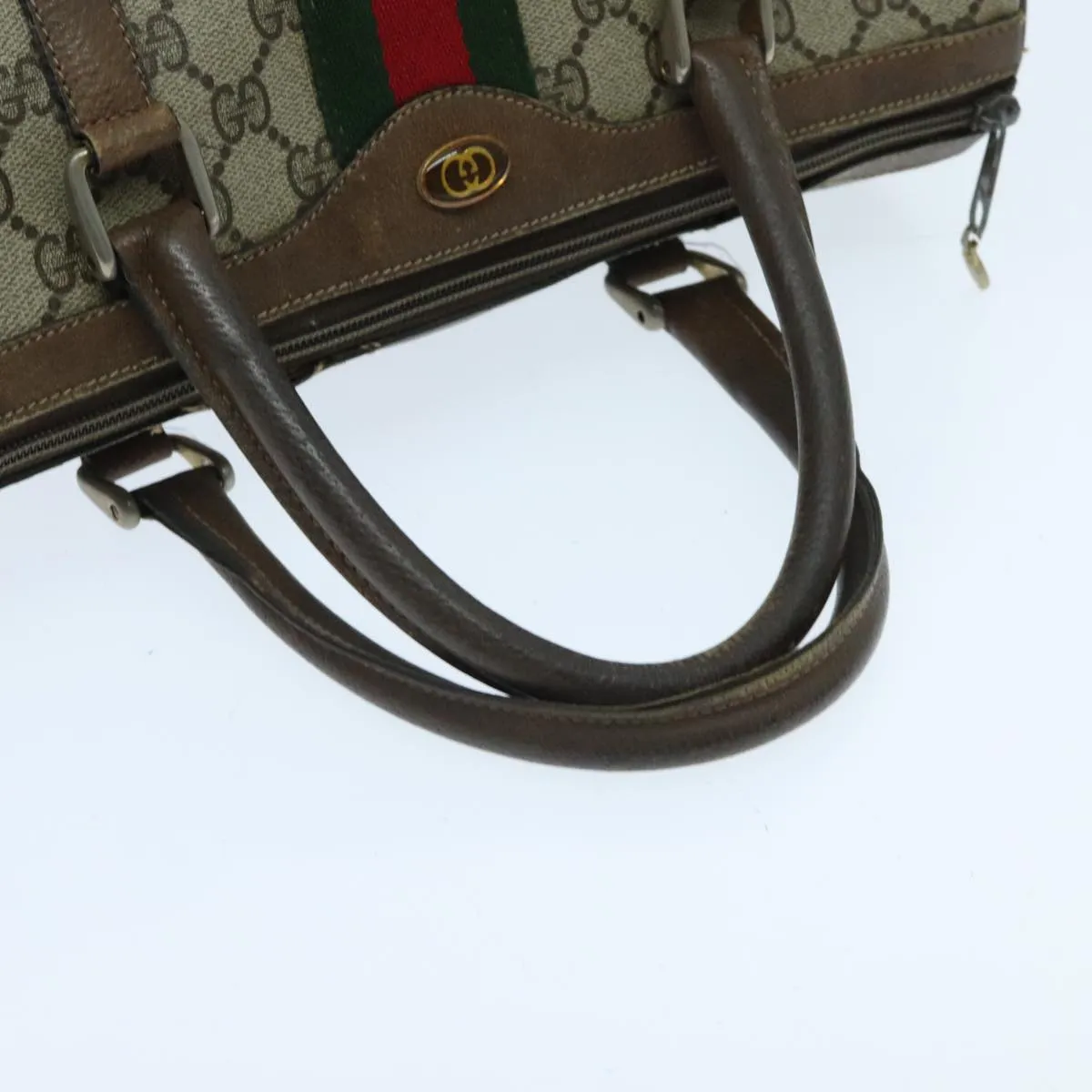 GUCCI GG Supreme Boston Bag PVC Beige Green Red 95970