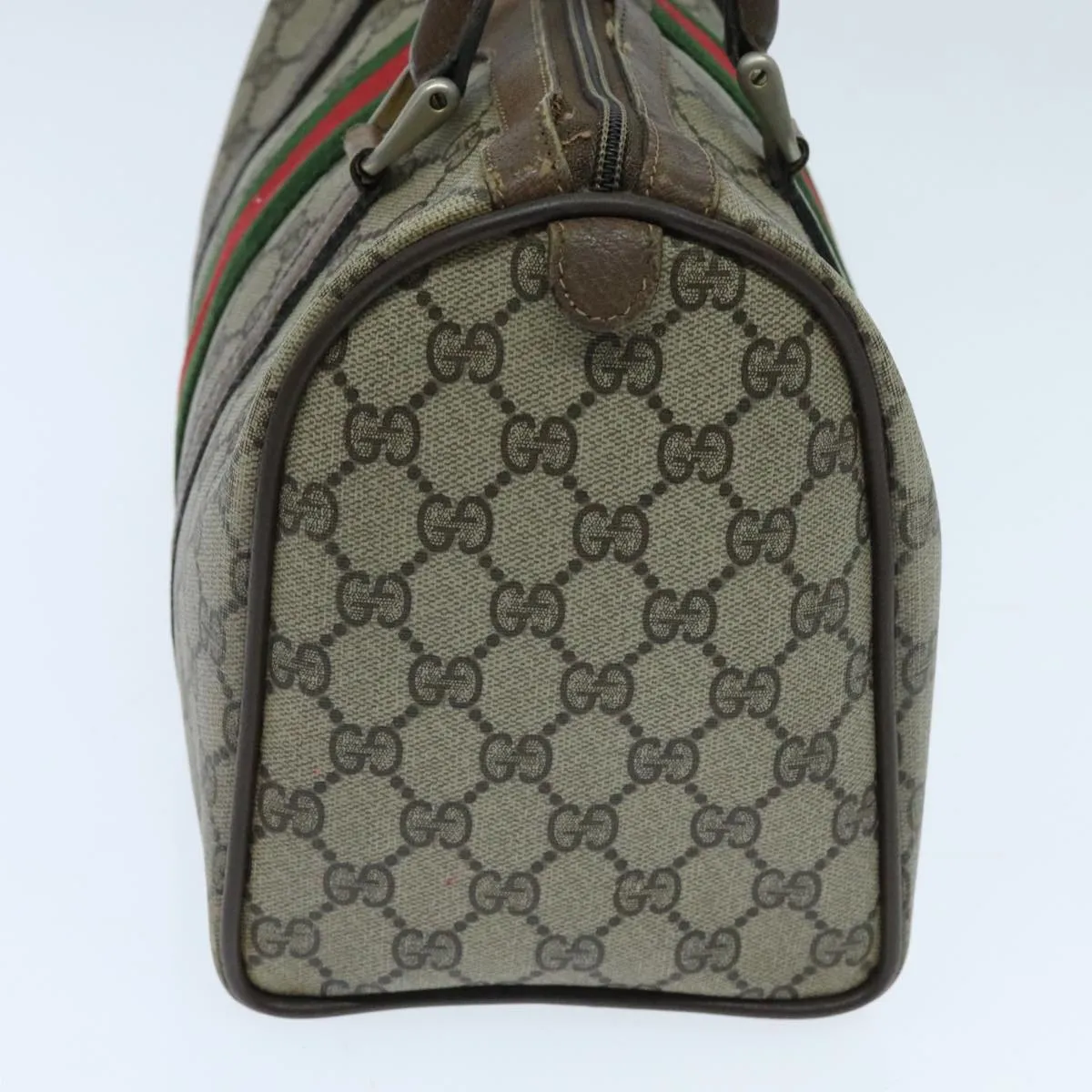GUCCI GG Supreme Boston Bag PVC Beige Green Red 95970