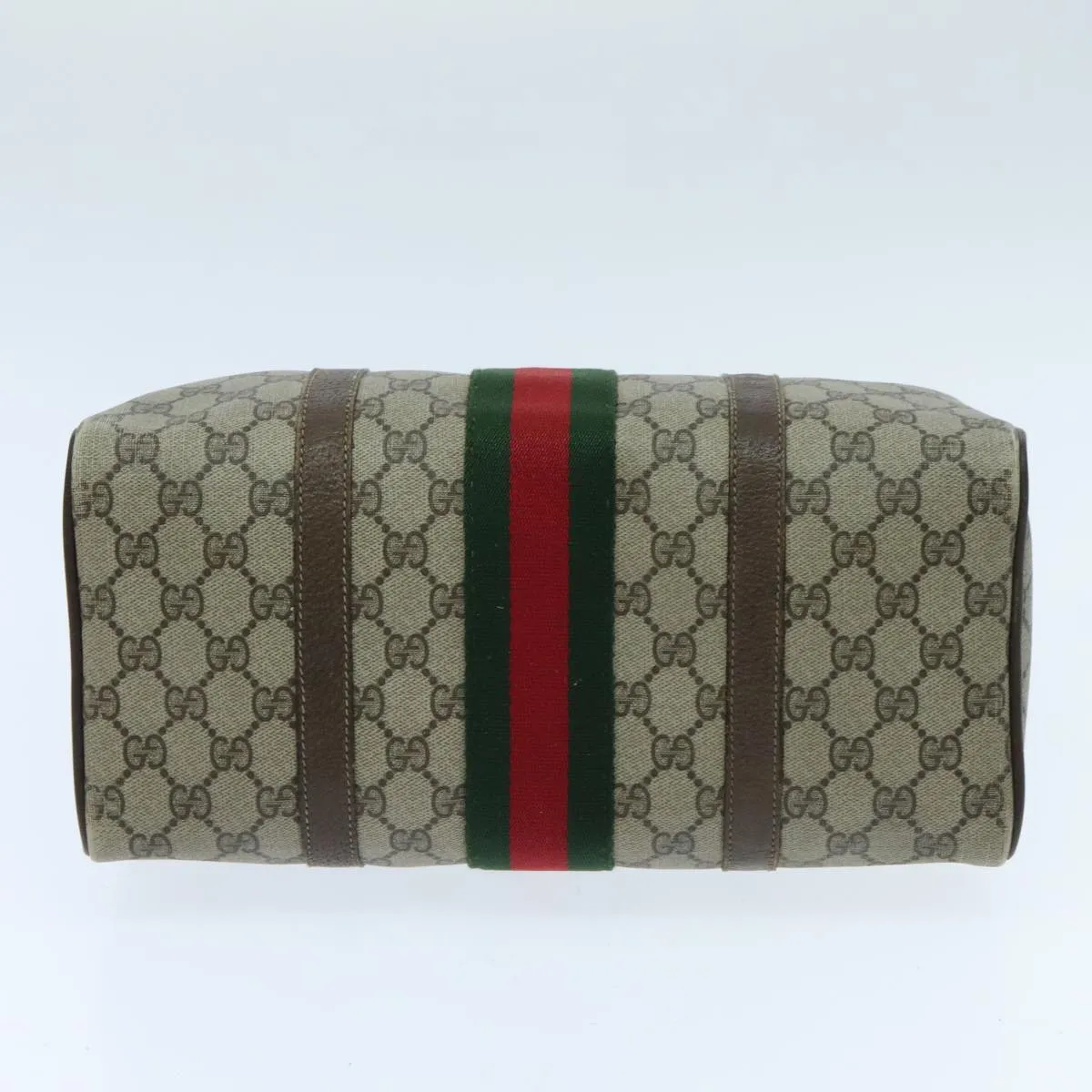 GUCCI GG Supreme Boston Bag PVC Beige Green Red 95970