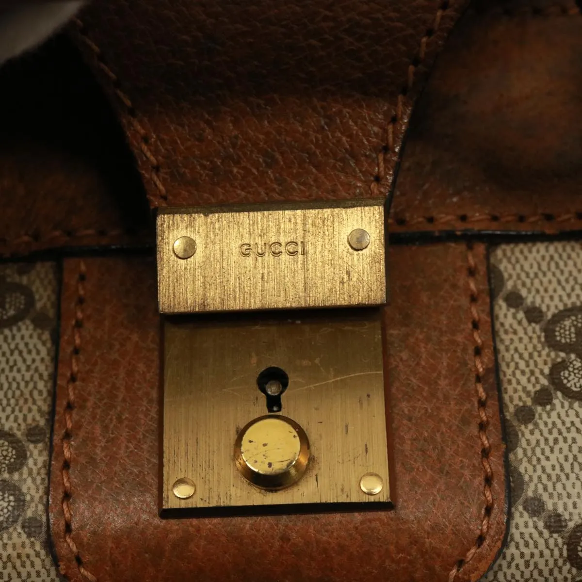 GUCCI GG Supreme Boston Bag PVC Beige mr177
