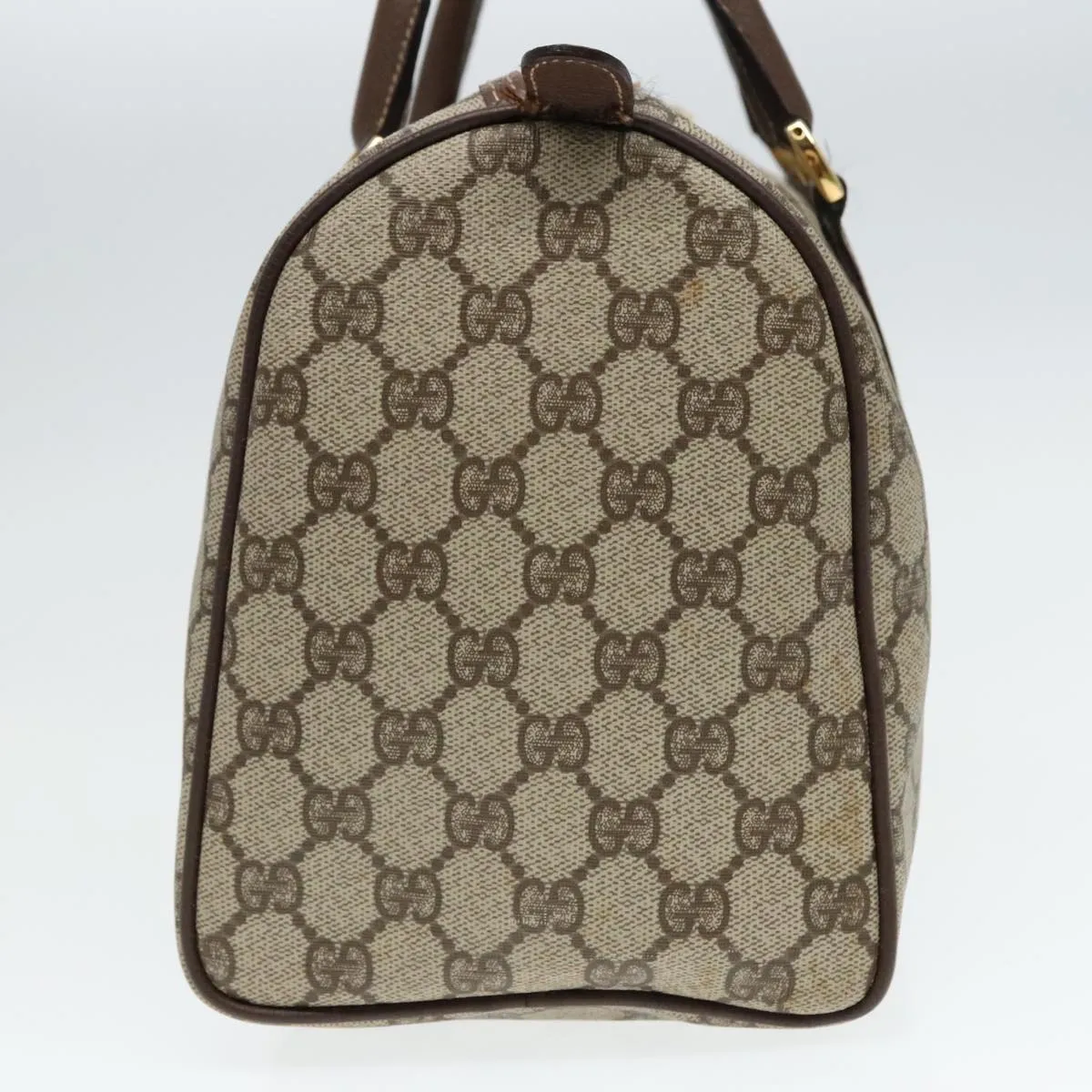GUCCI GG Supreme Boston Bag PVC Leather Beige Gold bs18435