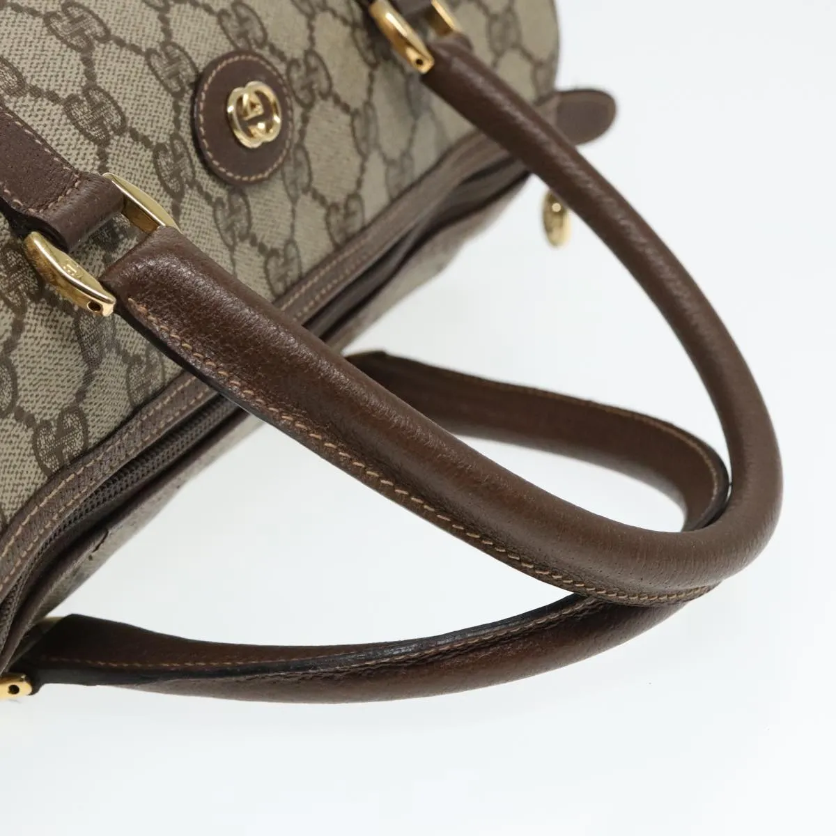 GUCCI GG Supreme Boston Bag PVC Leather Beige Gold bs18435
