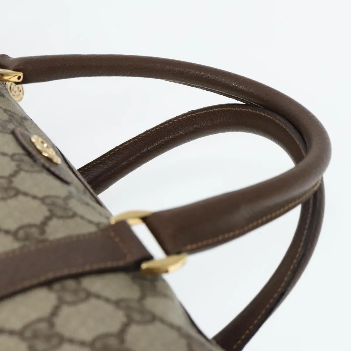 GUCCI GG Supreme Boston Bag PVC Leather Beige Gold bs18435