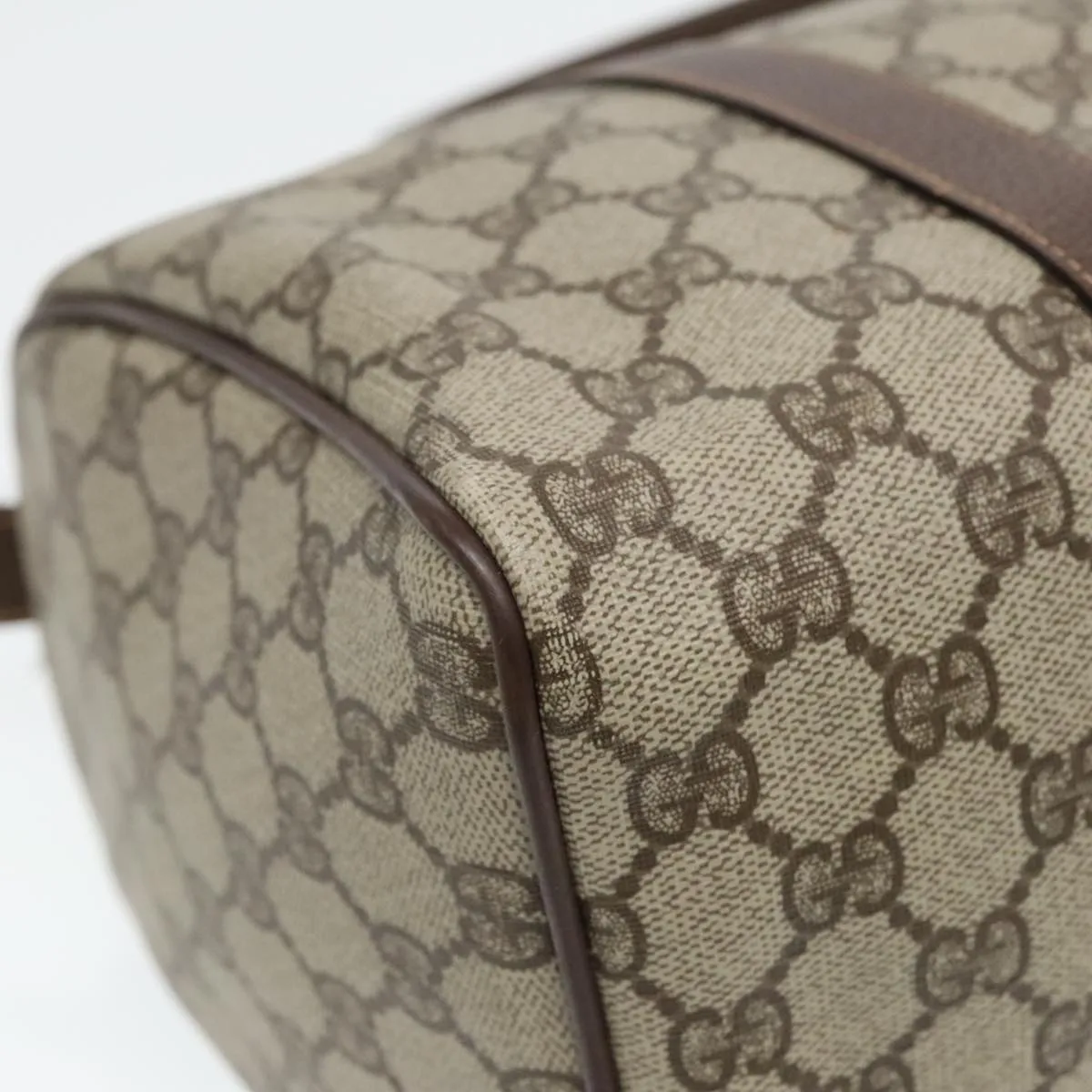 GUCCI GG Supreme Boston Bag PVC Leather Beige Gold bs18435