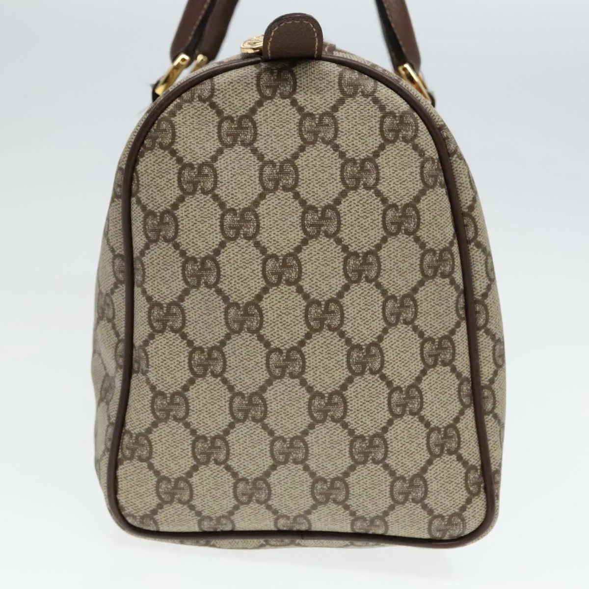 GUCCI GG Supreme Boston Bag PVC Leather Beige Gold bs18435