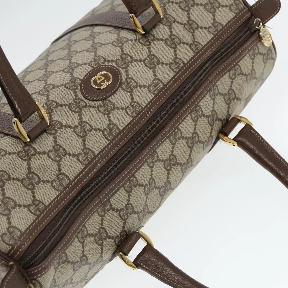 GUCCI GG Supreme Boston Bag PVC Leather Beige Gold bs18435