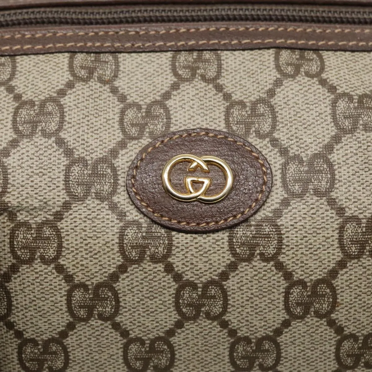 GUCCI GG Supreme Boston Bag PVC Leather Beige Gold bs18435