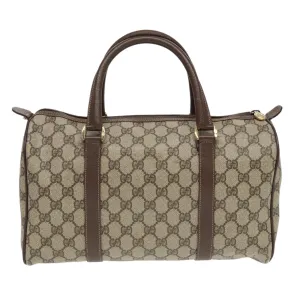 GUCCI GG Supreme Boston Bag PVC Leather Beige Gold bs18435