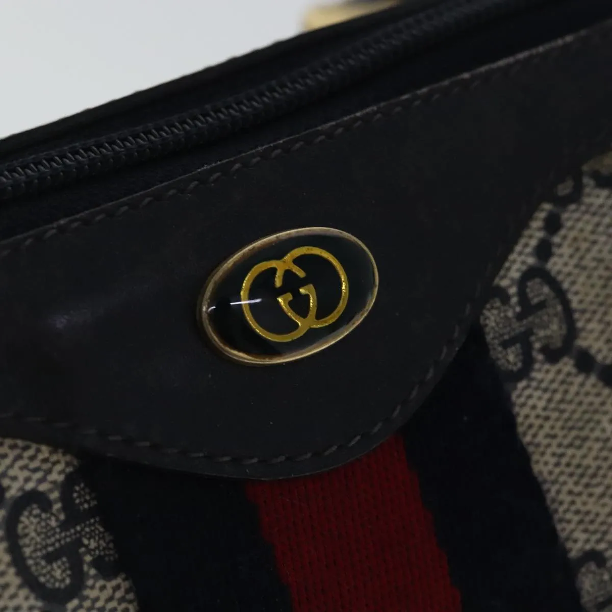 GUCCI GG Supreme Sherry Line Boston Bag PVC Navy Red 012 3841 28 39 97208