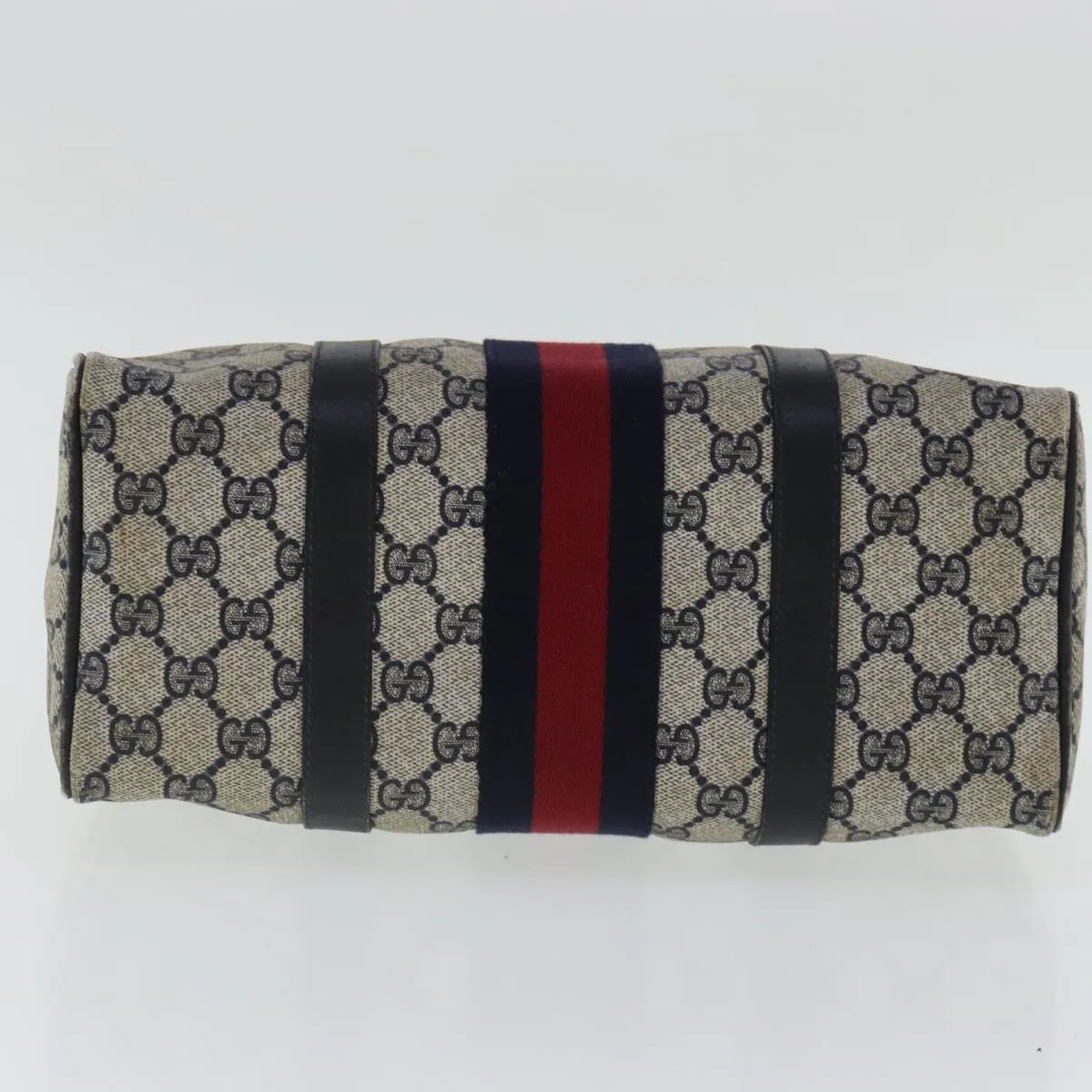 GUCCI GG Supreme Sherry Line Boston Bag PVC Navy Red 012 3841 28 39 97208