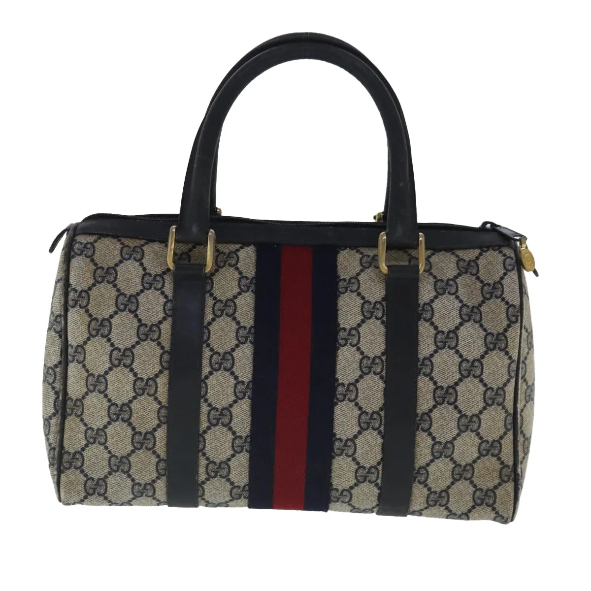 GUCCI GG Supreme Sherry Line Boston Bag PVC Navy Red 012 3841 28 39 97208