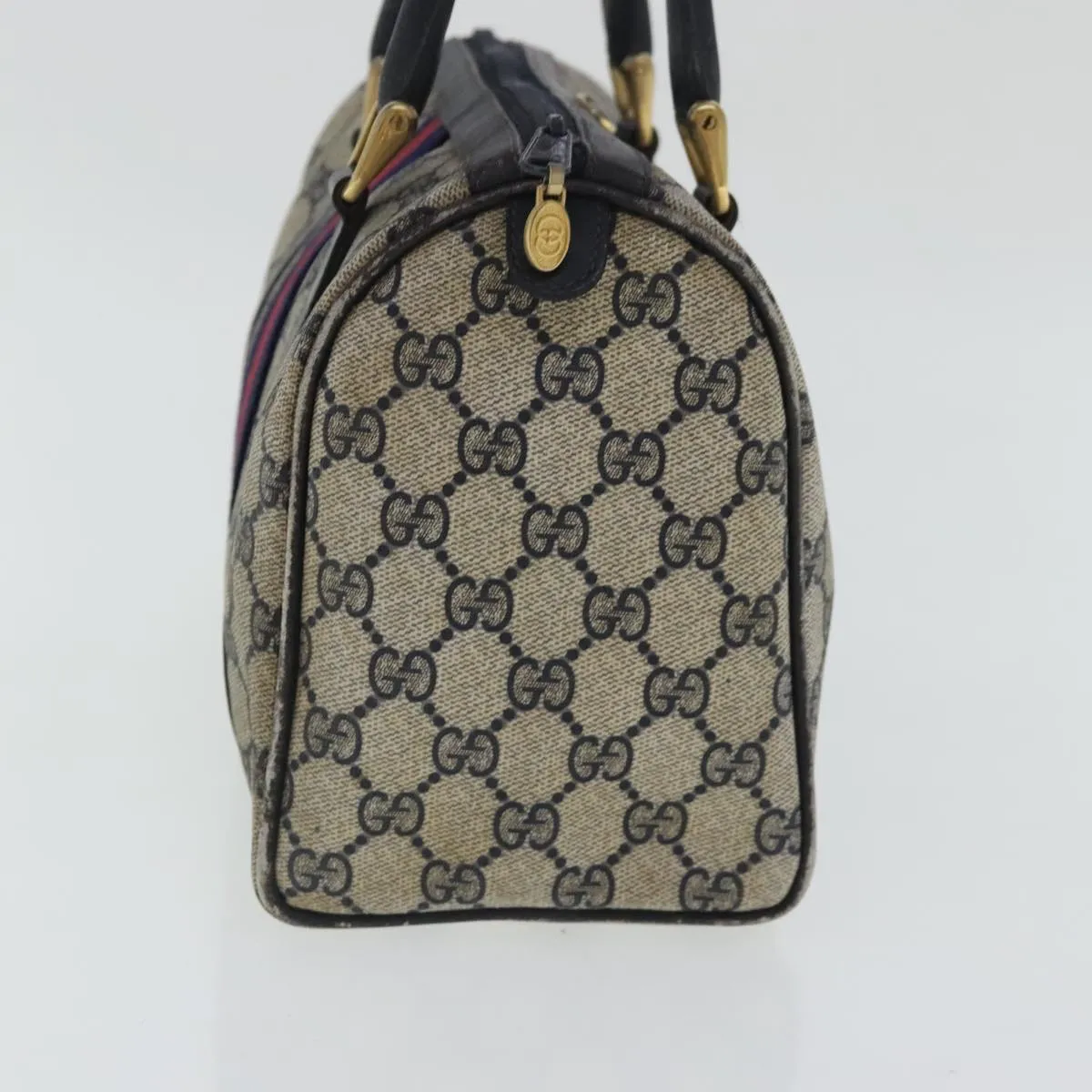GUCCI GG Supreme Sherry Line Boston Bag PVC Navy Red 012 3841 28 39 97208