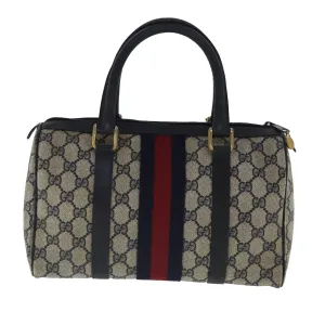 GUCCI GG Supreme Sherry Line Boston Bag PVC Navy Red 012 3841 28 39 97208